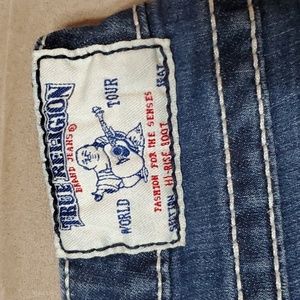 TRUE RELIGION HI RISE BOOT CUT JEANS with rhinestones